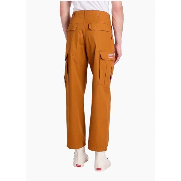 KENZO Paris Wide Leg Cargo Workwear Pant - Dark Camel Sz 28 US - Picture 2 of 11